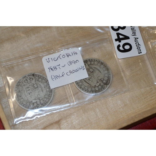 349 - Cojns - 2 x Victoria silver half crowns