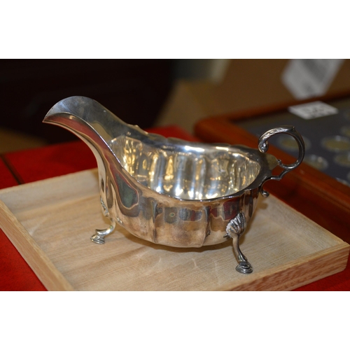 362 - Sterling silver sauceboat,