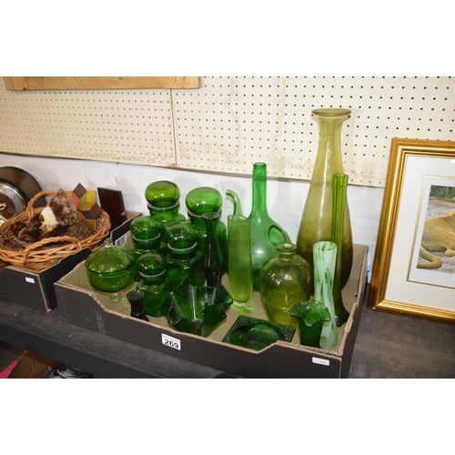 269 - Box of green glass items