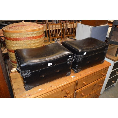 140 - Pair of leather storage stools