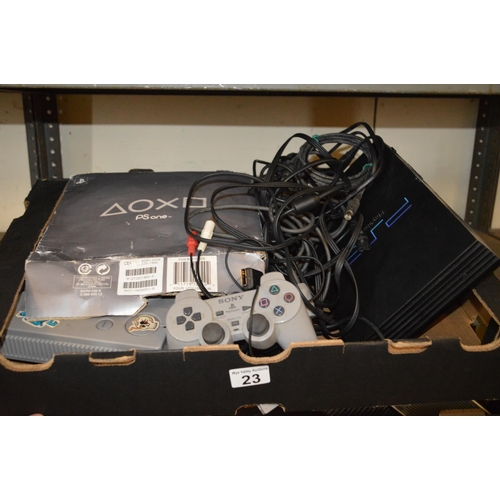 23 - Box of Playstation items, inc PS2
