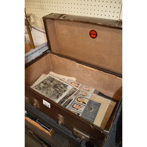 304 - Vintage case & qty of ephemera