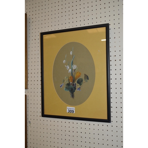 309 - Framed painting, noted on rear, 