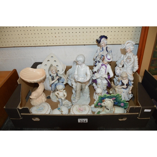 324 - Box of china figures