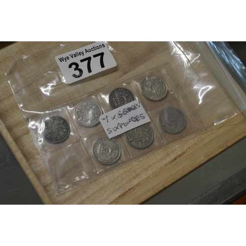 377 - Coins - 7 x George V sixpences