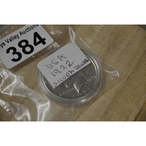 384 - Coin - 1922 silver dollar