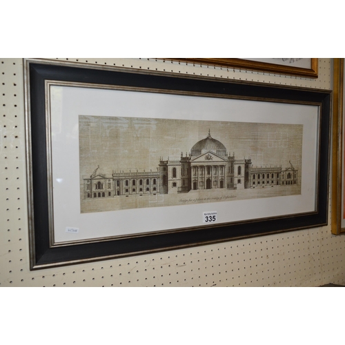 335 - Framed print, Oxfordshire palace