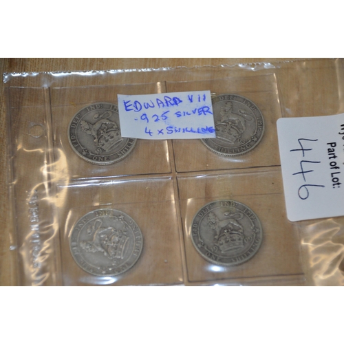 446 - Coins - 4 x Edward VII shillings