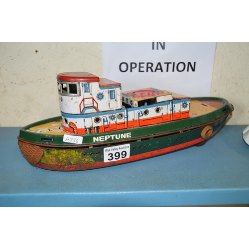 399 - Vintage tinplate boat