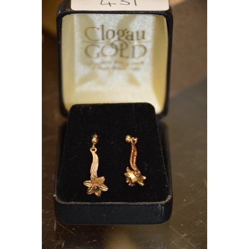 431 - Pair of 9ct Welsh gold earings