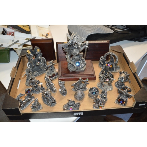 112 - Box of dragon sculptures