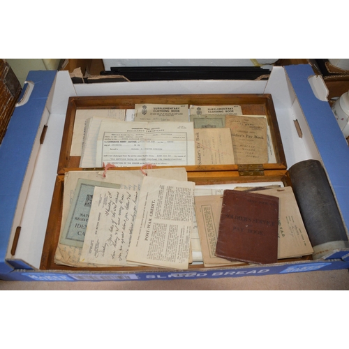 127 - Qty of WWII ephemera in military box