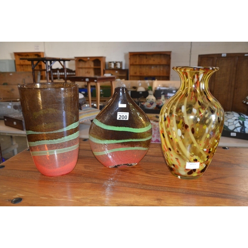 200 - 3 studio glass vases