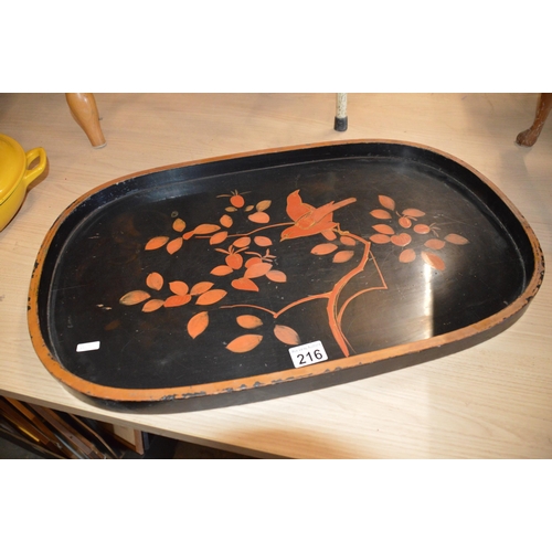 216 - Ebonised tray