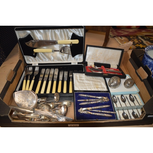 240 - Box of silverplate cutlery etc