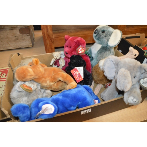 247 - Box of soft toys, mostly TY