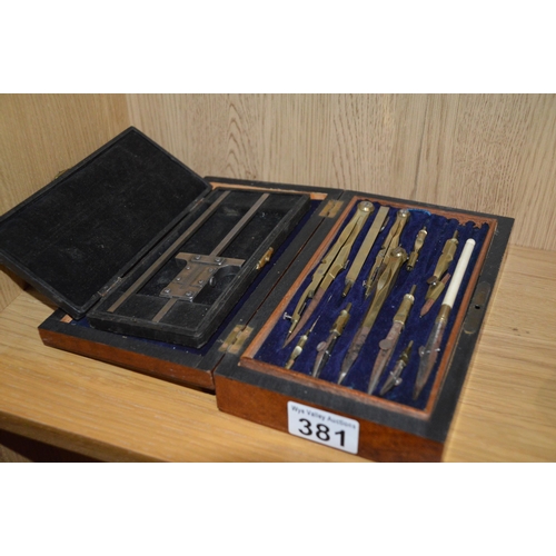 381 - Cased drawing set & engineers tool