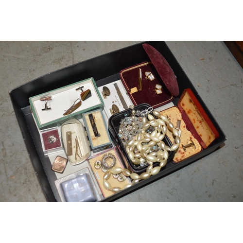 410 - Box of costume jewellery etc