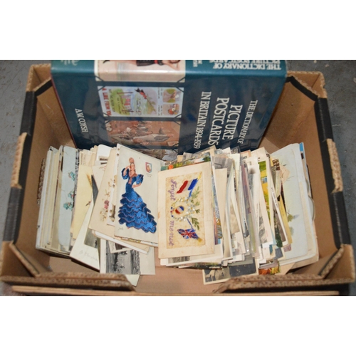 411 - Box of postcards & collectors book