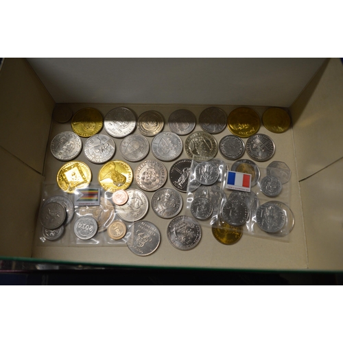 419 - Box of collectable medallions etc