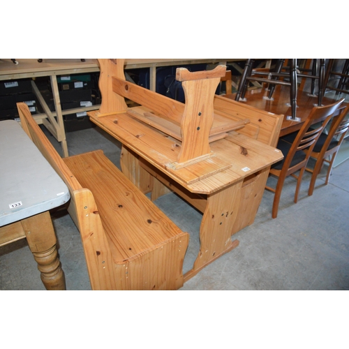 135 - Pine table & benches