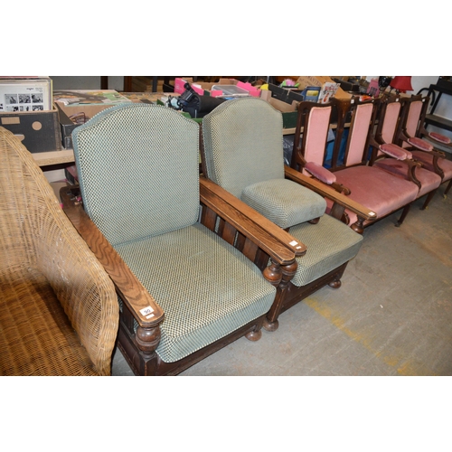 90 - pair of steamer armchairs