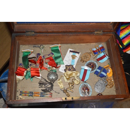 369 - Box of masonic medals etc