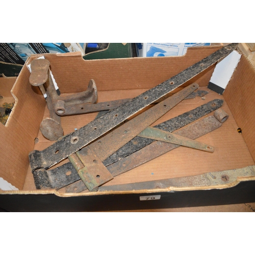 79 - Box of gate hinges etc