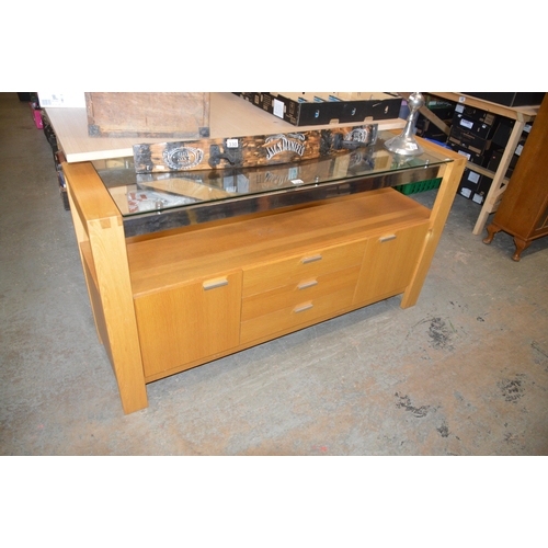 329 - Glass topped sideboard