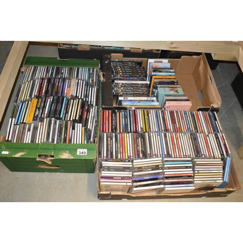 349 - 3 boxes of cds etc