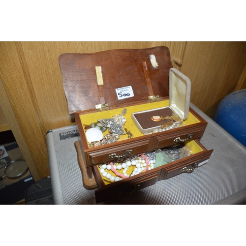 500 - Jewellery box & contents