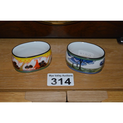 314 - 2 Clarice Cliff napkin rings