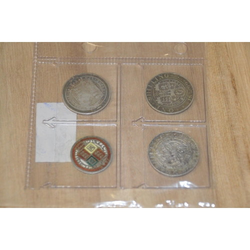 440 - 4 x Victoria coins, (3 shillings, 1 embossed 6d)