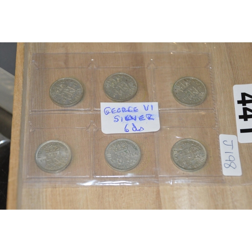 441 - 6 x George VI silver 6d's