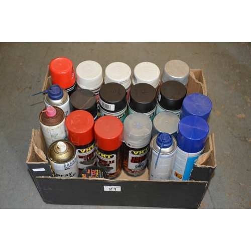 21 - Qty of aerosol paints