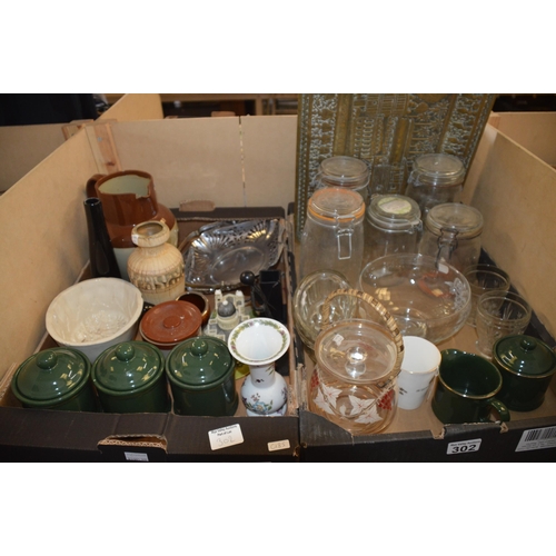 302 - 2 boxes china, glass etc