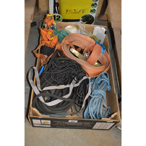 96 - Box of ropes & straps