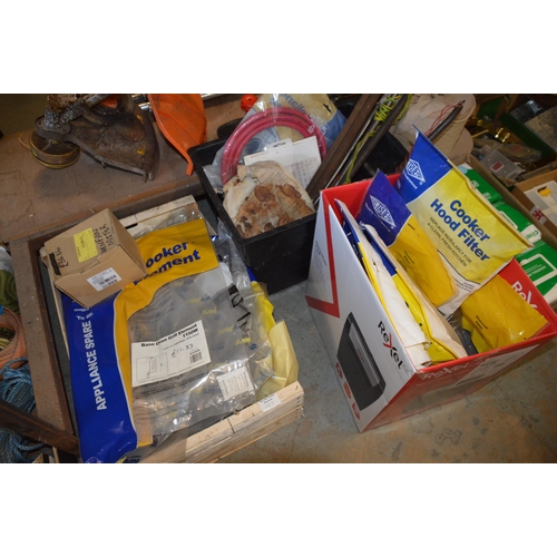 97 - 3 boxes of appliance parts, tools, etc