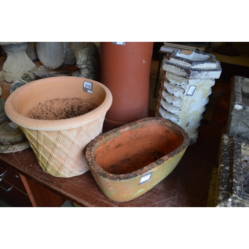 210 - 2 planters & chimney pot