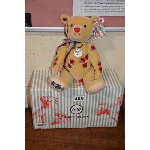 408 - Boxed Steiff teddy bear, Armed Forces, SSAFA