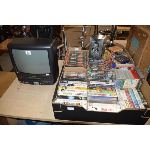 98 - 2 boxes of VHs videos & tv combi