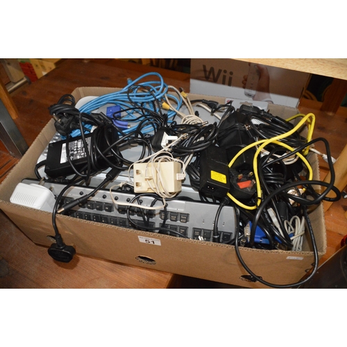 51 - box of electrical items, pc printer, keyboard etc