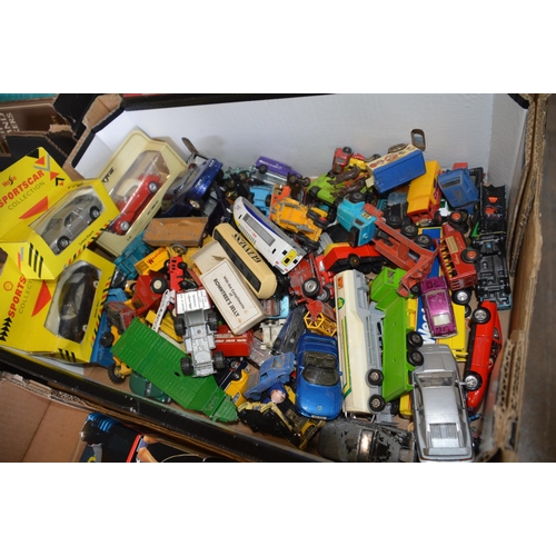 box of diecast toy cars etc