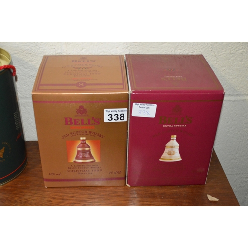 338 - 2 boxed Wade Bells whisky decanters