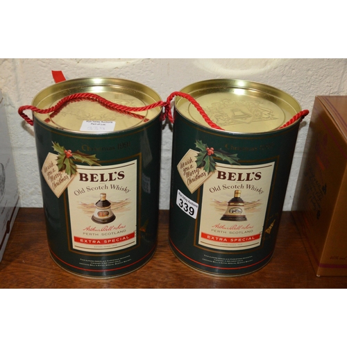 339 - 2 boxed Wade Bells whisky decanters