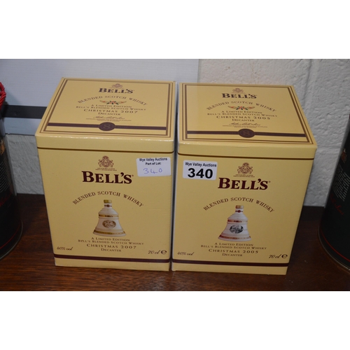 340 - 2 boxed Wade Bells whisky decanters