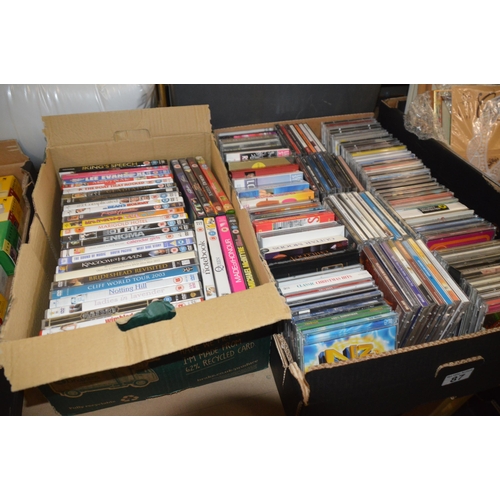 87 - 2 boxes of cds & dvds