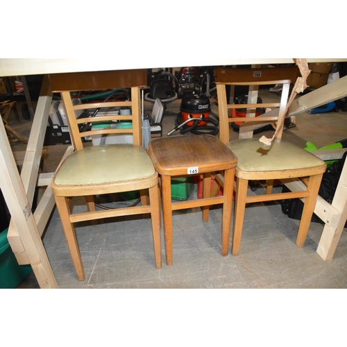 145 - 3 assorted chairs/stools