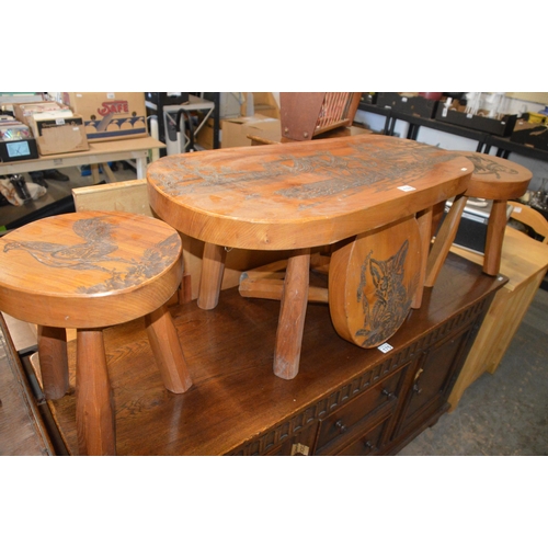 176 - 4 x carved stools