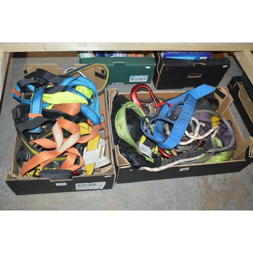 2 boxes of climbing harnesses etc